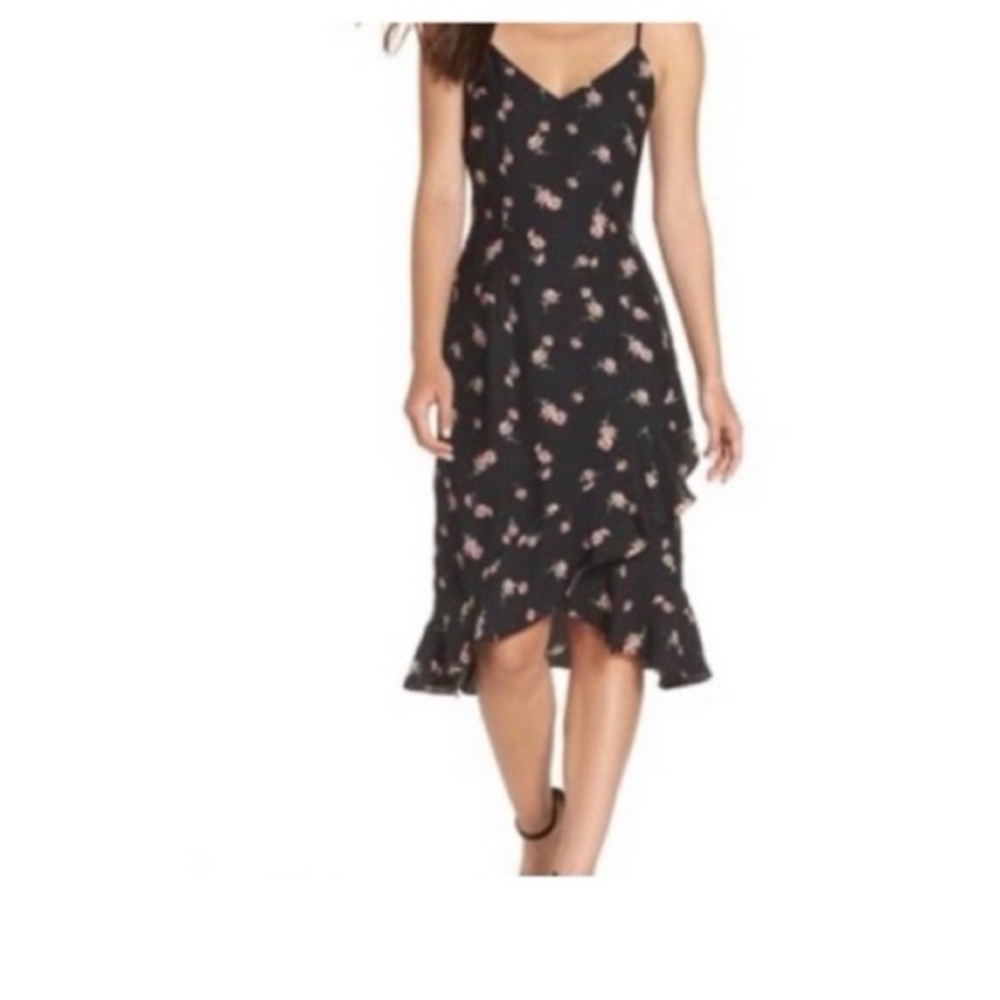 BB Dakota All Eyes on You floral ruffle slip dress